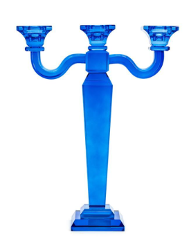 Kandelaar - Blauw - 35 cm - Glas