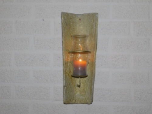 Wind light from roof tile, with candlestick and glass flask - in gold color!