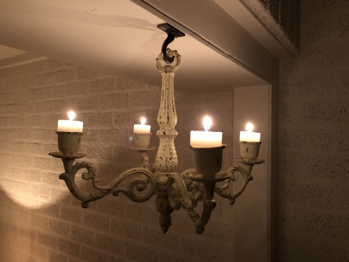 Pendant Candlestick Wrought Iron - Old White