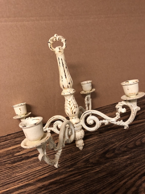 Pendant Candlestick Wrought Iron - Old White