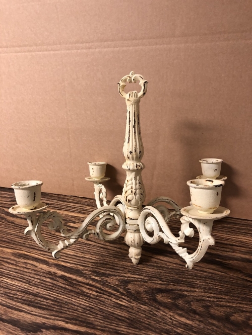 Pendant Candlestick Wrought Iron - Old White